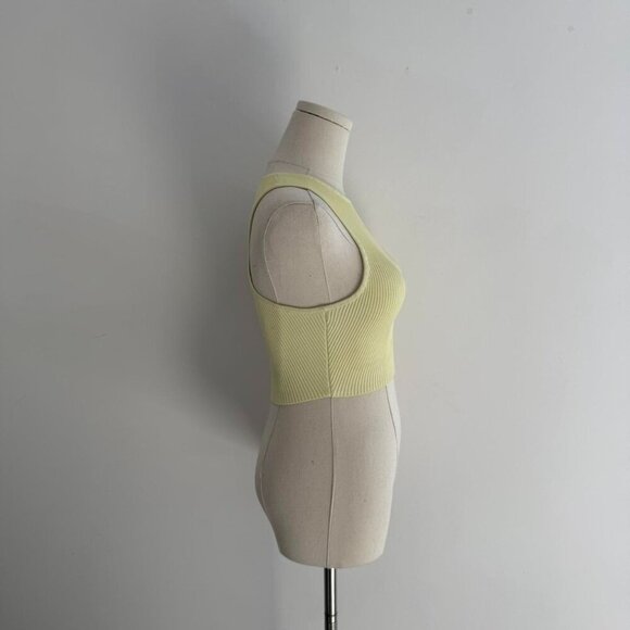 Babaton Sculpt Knit Racer Cropped Tank | Pale Yellow | Women’s Size Small - Picture 3 of 4